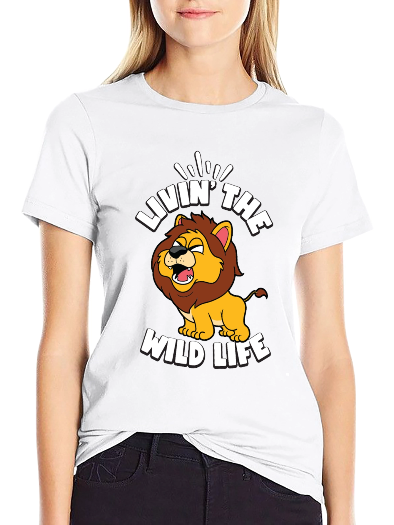 Livin the Wild Life Lion Graphic Tee - Black