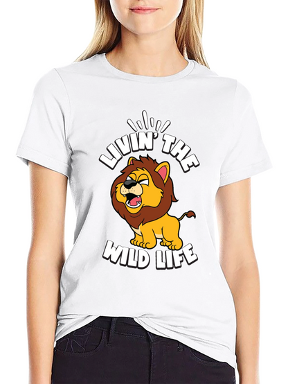 Livin the Wild Life Lion Graphic Tee - Black