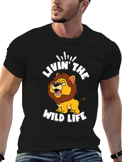 Livin the Wild Life Lion Graphic Tee - Black