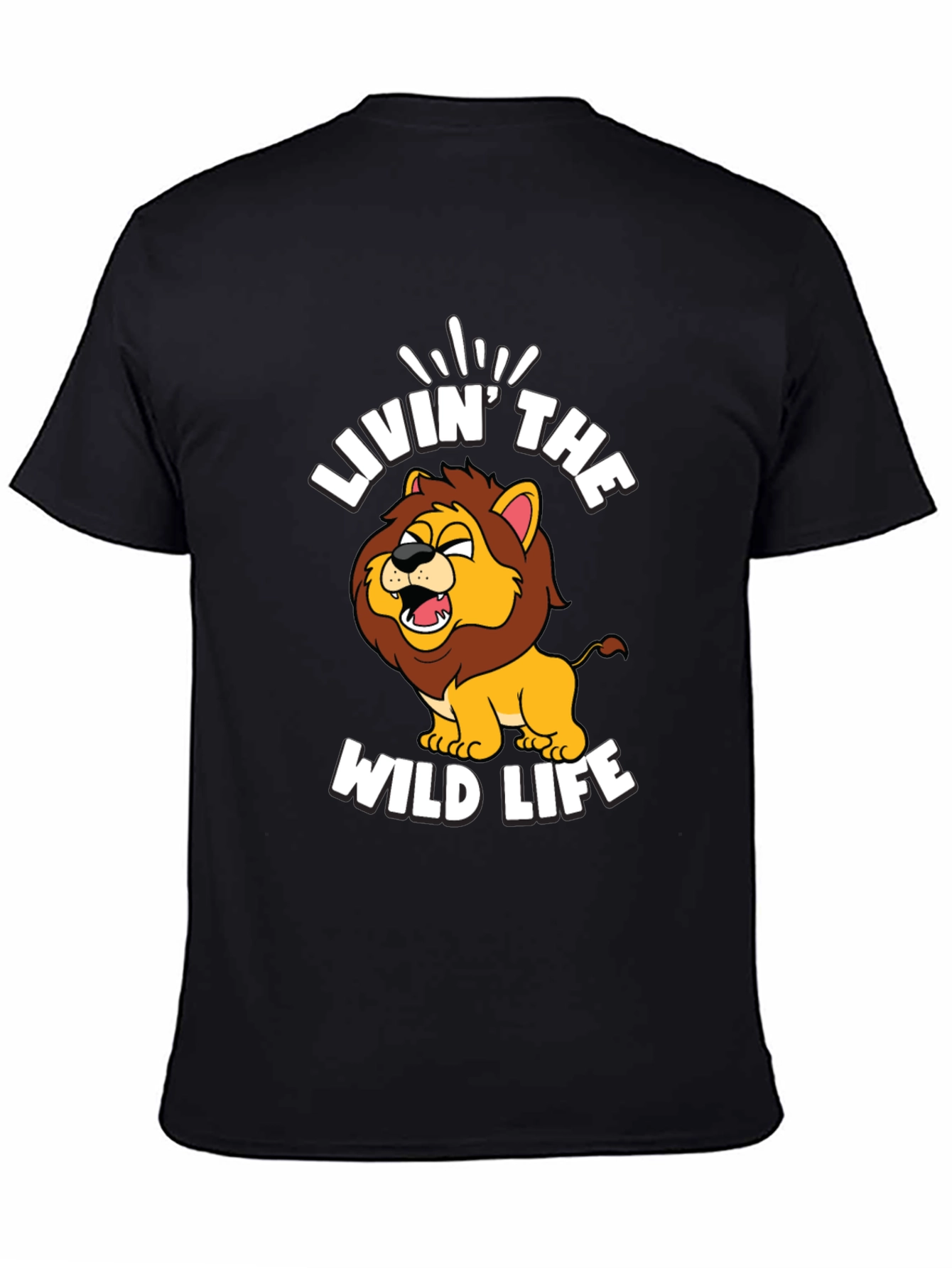 Livin the Wild Life Lion Graphic Tee - Black