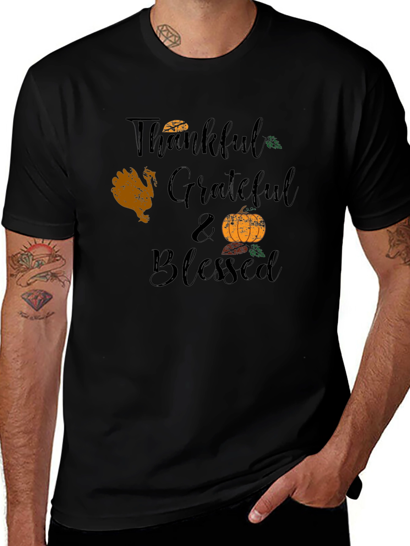 Thankful Grateful Blessed Thanksgiving T-Shirt