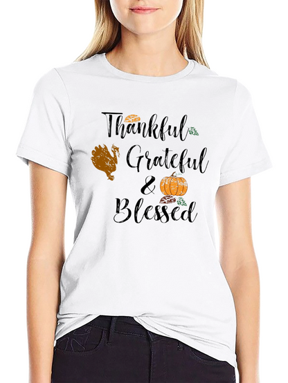 Thankful Grateful Blessed Thanksgiving T-Shirt
