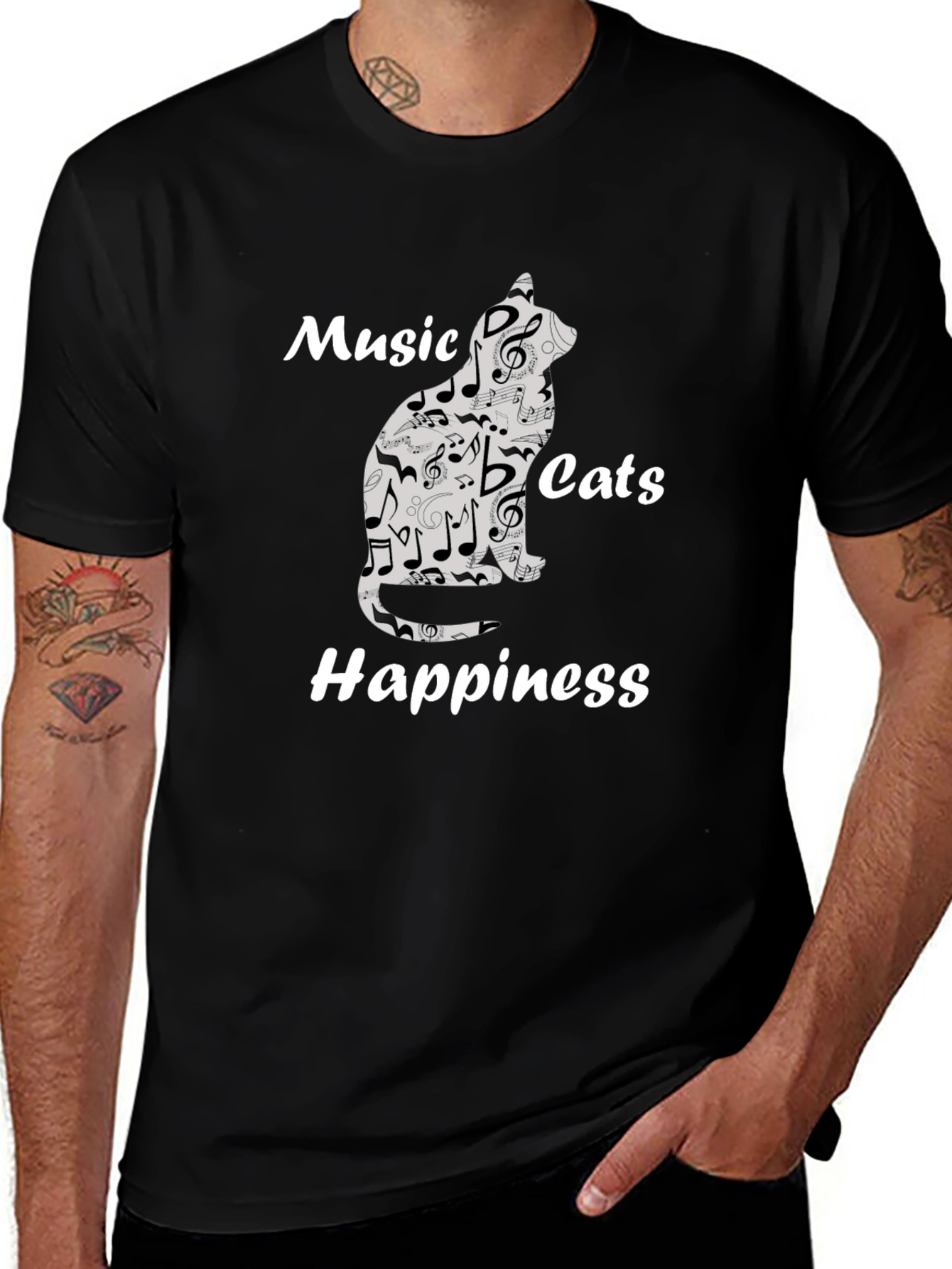Music Cats Happiness Graphic Tee