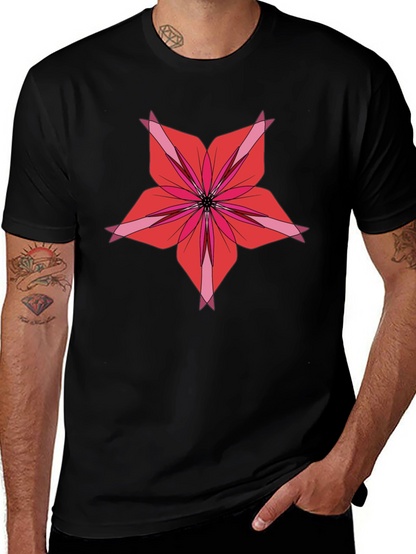 Floral Graphic Print Black T-Shirt