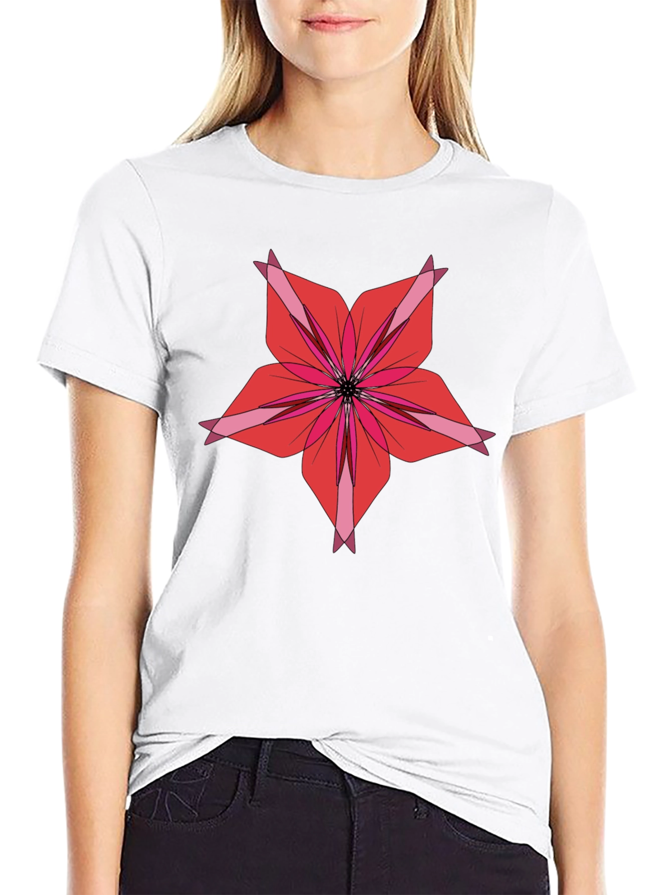 Floral Graphic Print Black T-Shirt