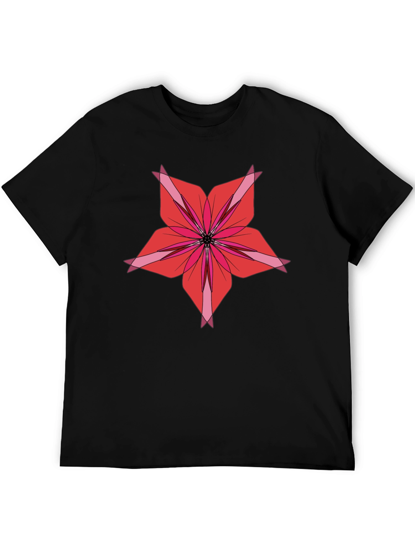 Floral Graphic Print Black T-Shirt