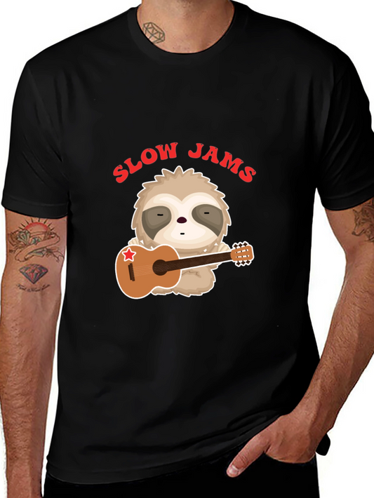 Slow Jams Sloth Graphic T-Shirt - Music Lover Tee