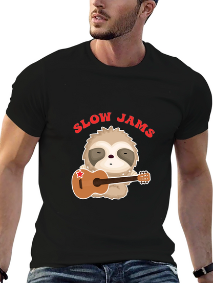 Slow Jams Sloth Graphic T-Shirt - Music Lover Tee