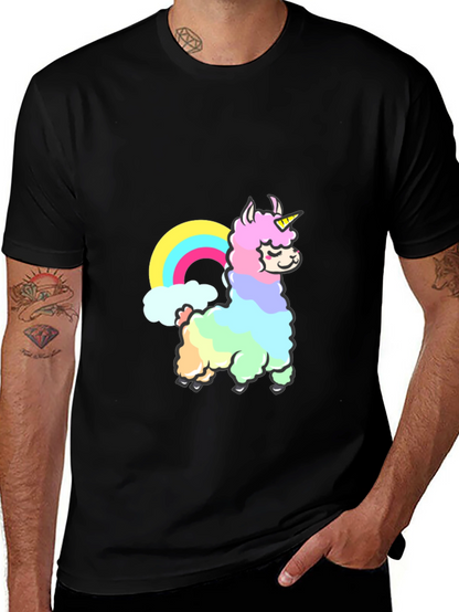 Rainbow Llama Unicorn Graphic T-Shirt