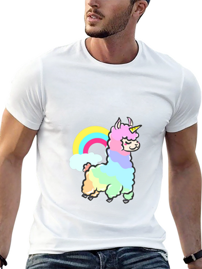 Rainbow Llama Unicorn Graphic T-Shirt