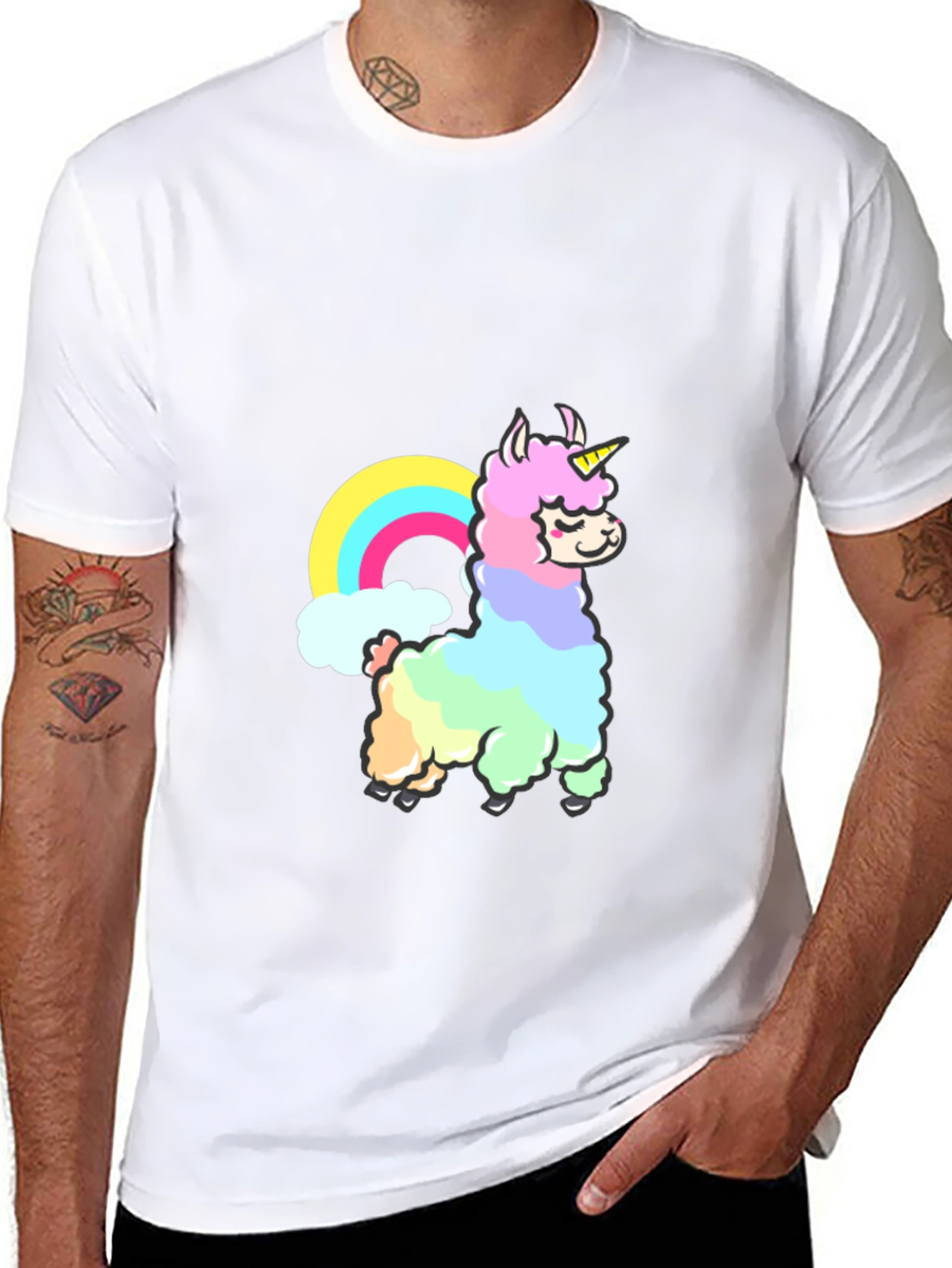 Rainbow Llama Unicorn Graphic T-Shirt