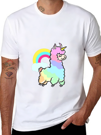 Rainbow Llama Unicorn Graphic T-Shirt