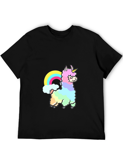 Rainbow Llama Unicorn Graphic T-Shirt