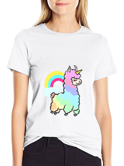 Rainbow Llama Unicorn Graphic T-Shirt