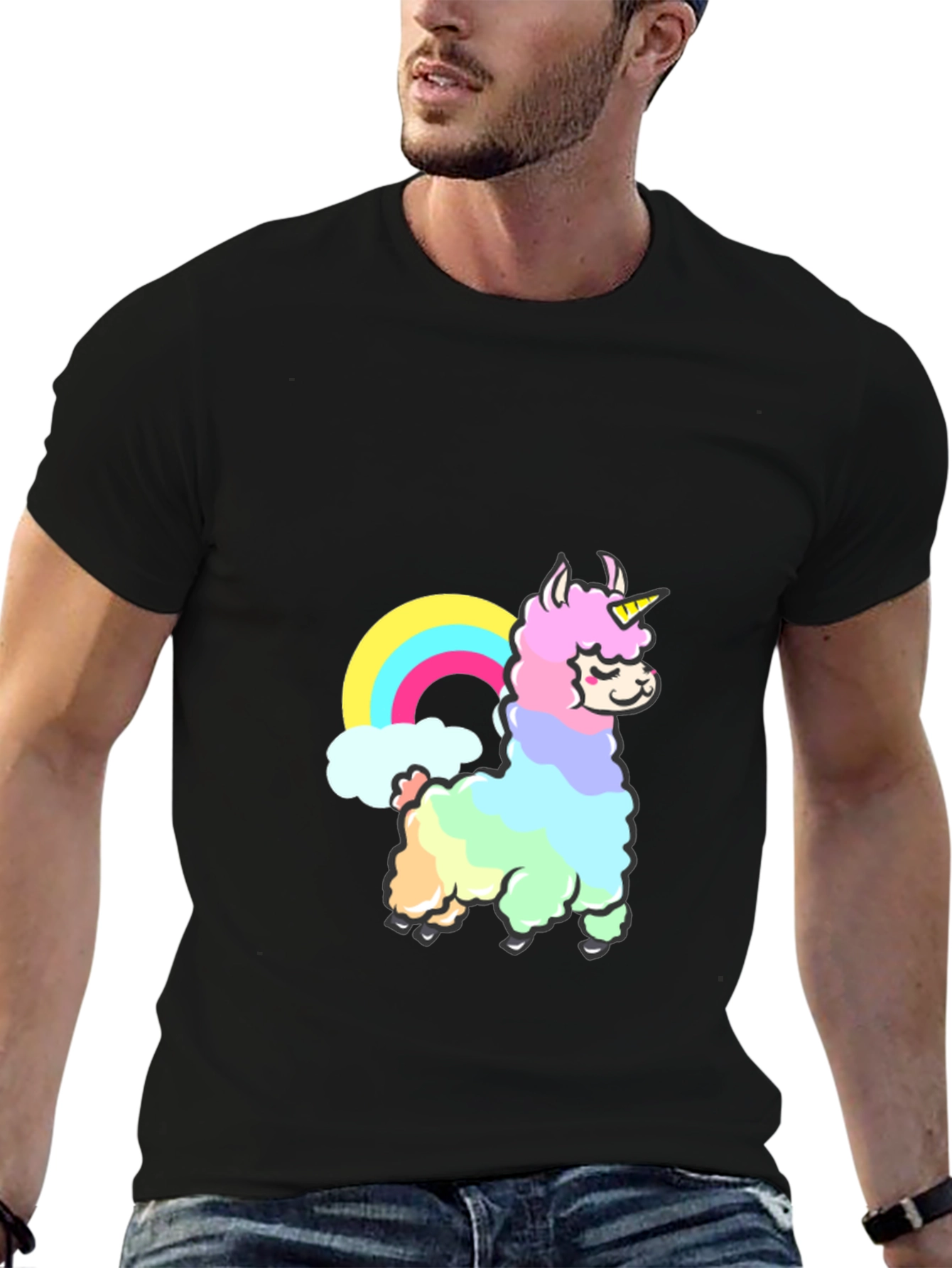 Rainbow Llama Unicorn Graphic T-Shirt