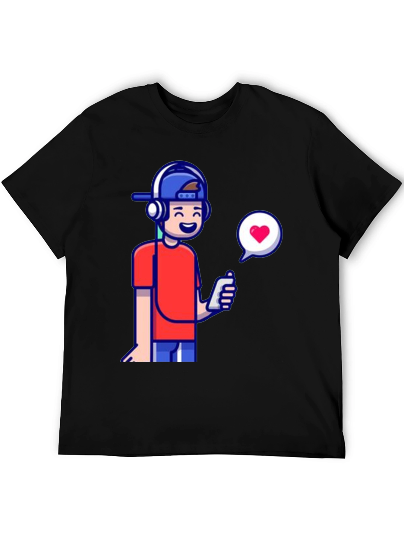 Cool Cartoon Boy Graphic Tee - Black