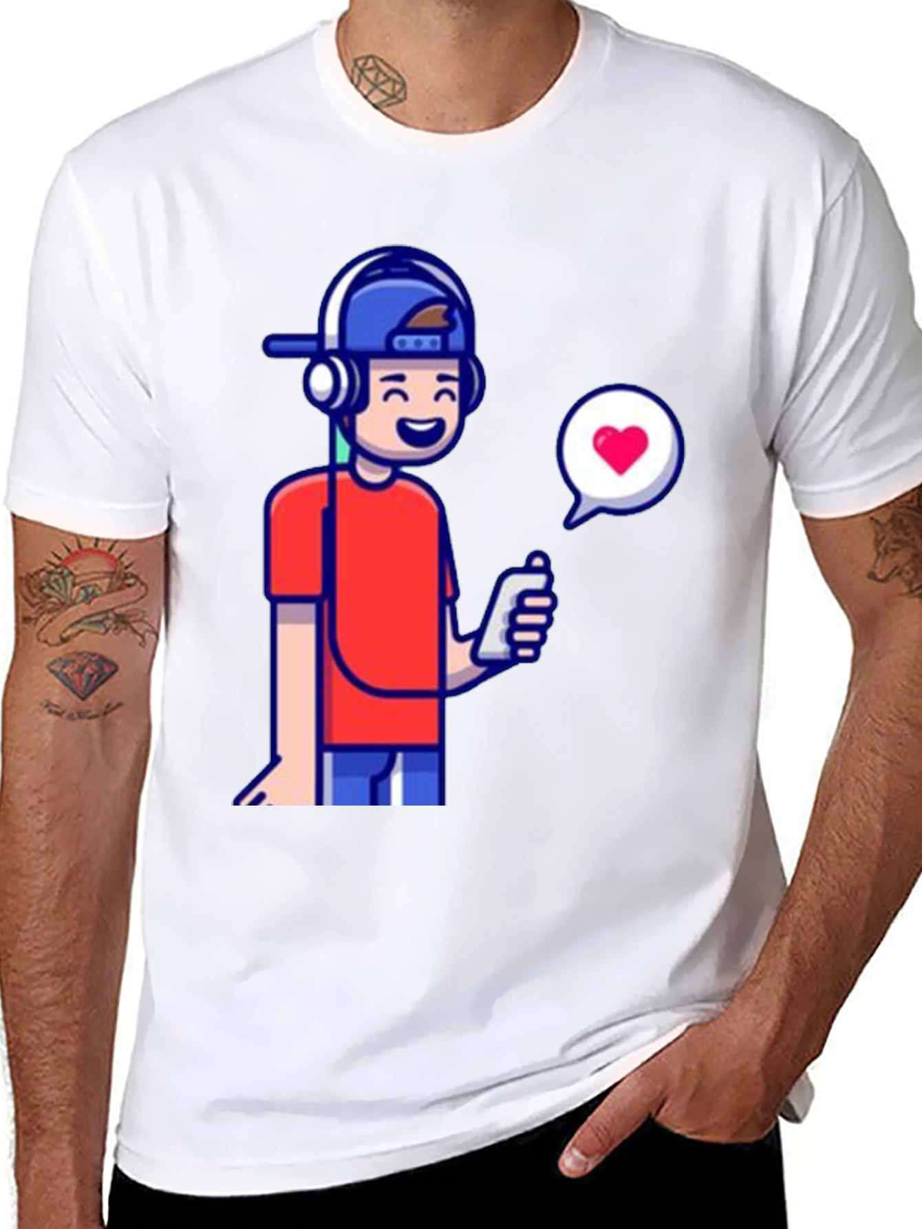 Cool Cartoon Boy Graphic Tee - Black