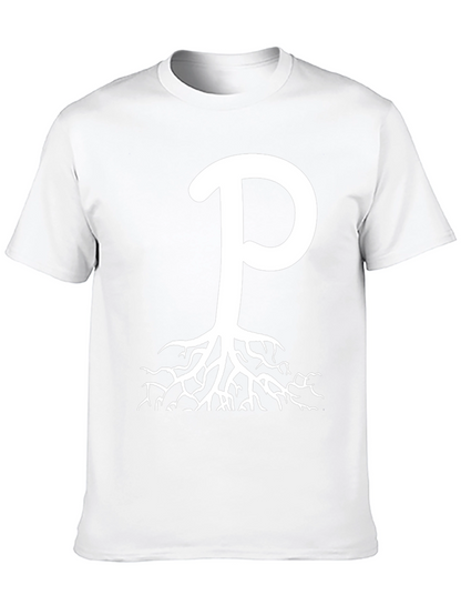 Rooted P Graphic Tee - Black Cotton Blend