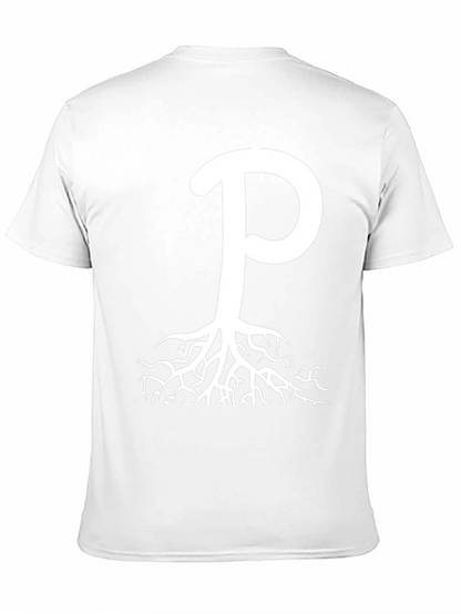 Rooted P Graphic Tee - Black Cotton Blend
