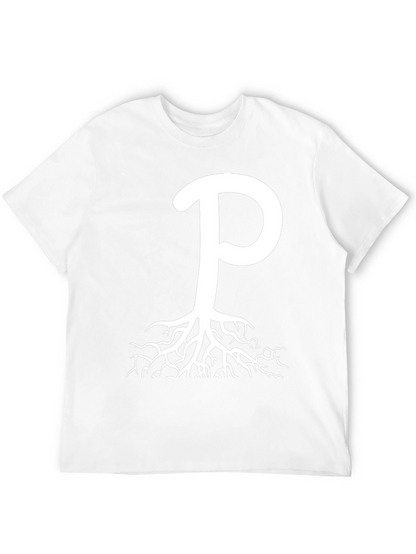Rooted P Graphic Tee - Black Cotton Blend