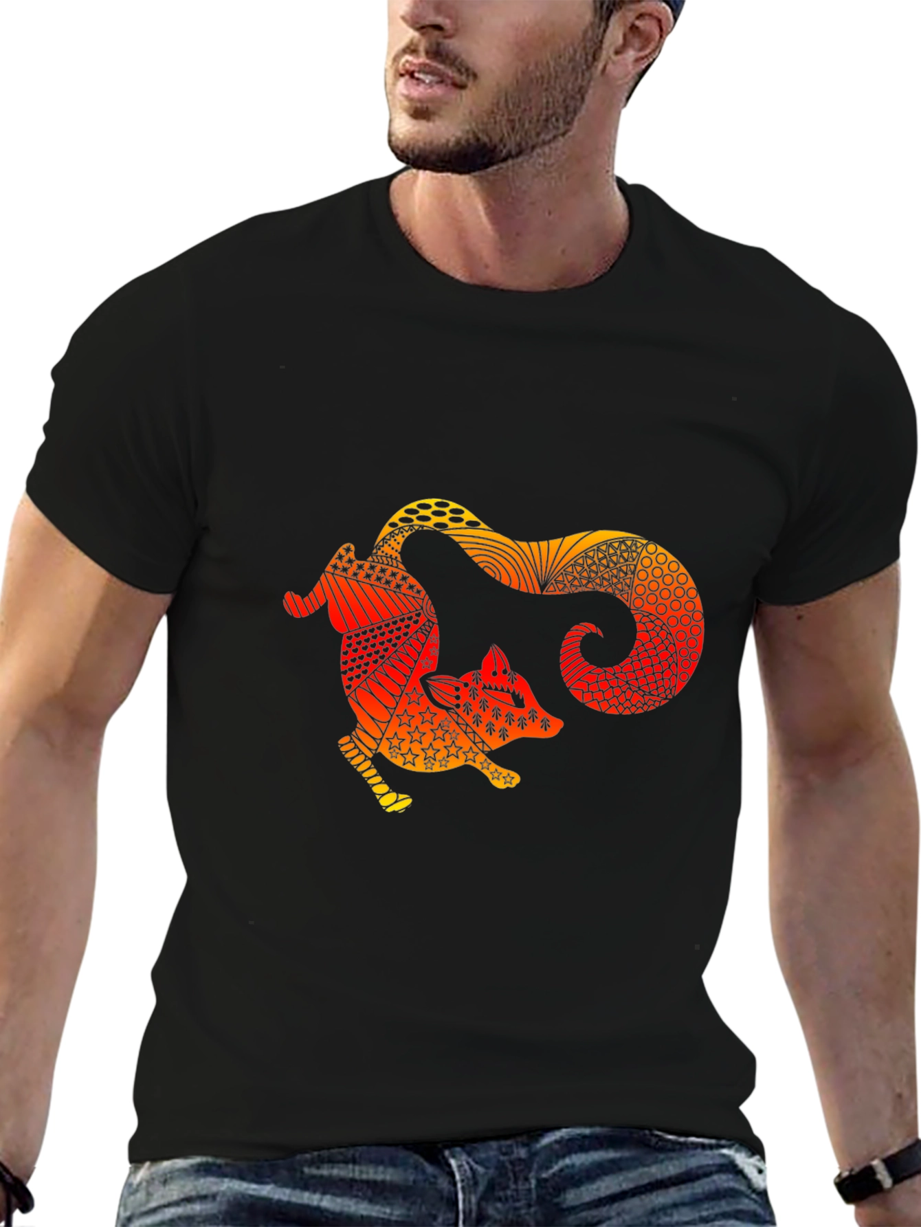 Fox Graphic Black T-Shirt Unique Design