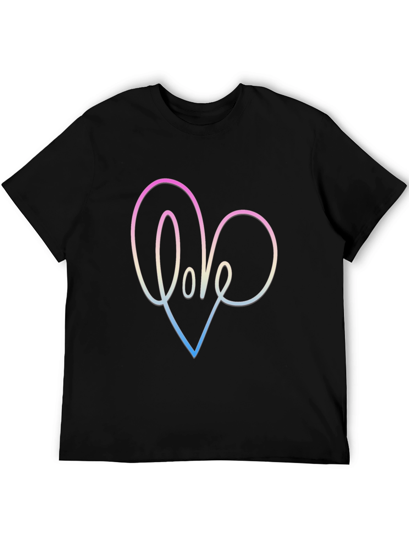 Love Heart Graphic Black T-Shirt