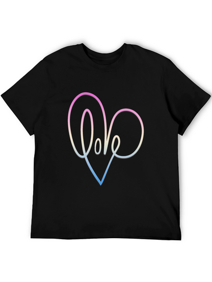 Love Heart Graphic Black T-Shirt