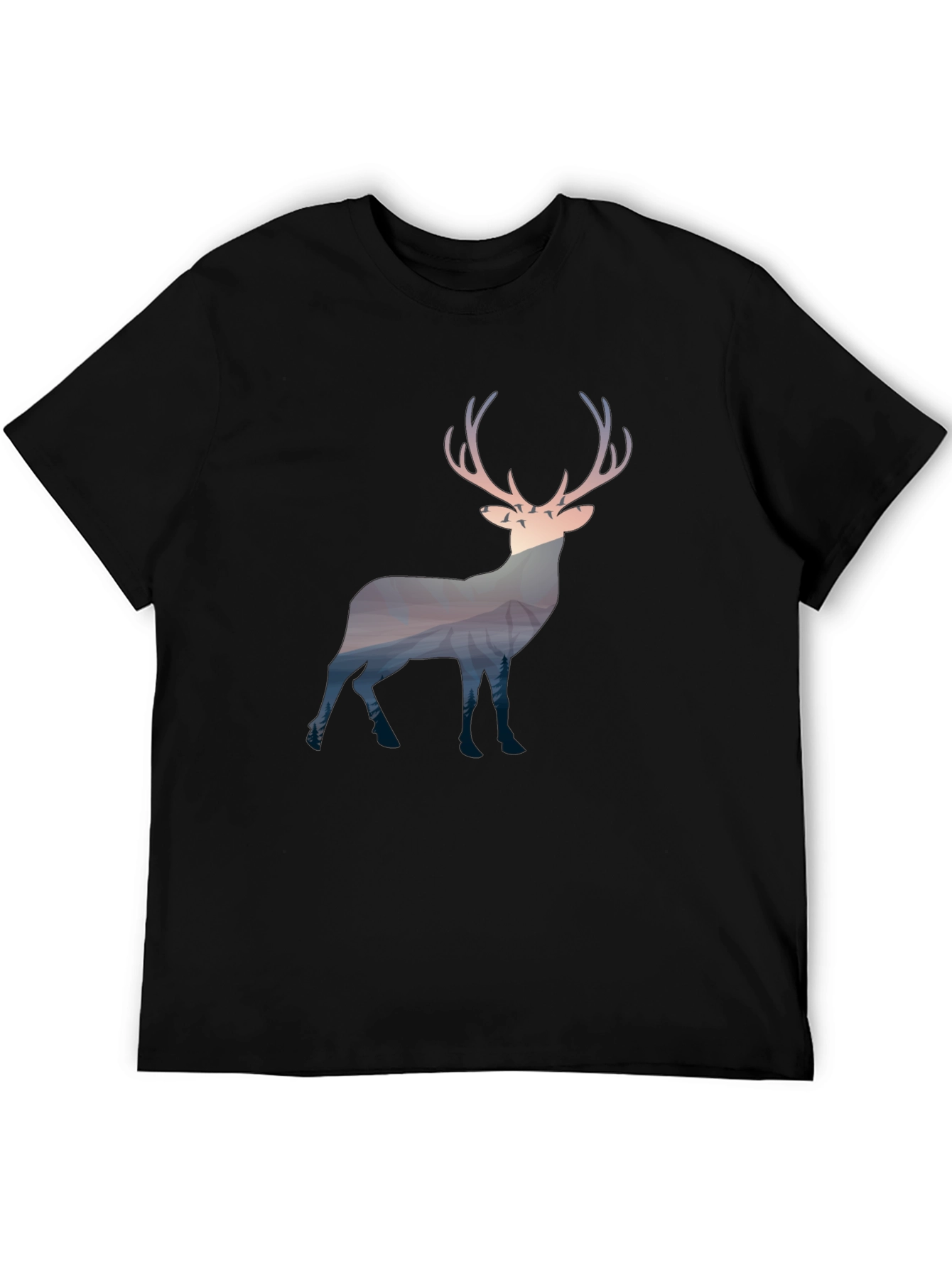 Nature Deer Graphic Tee - Mens Black T-Shirt