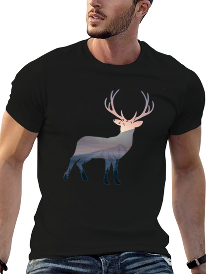 Nature Deer Graphic Tee - Mens Black T-Shirt
