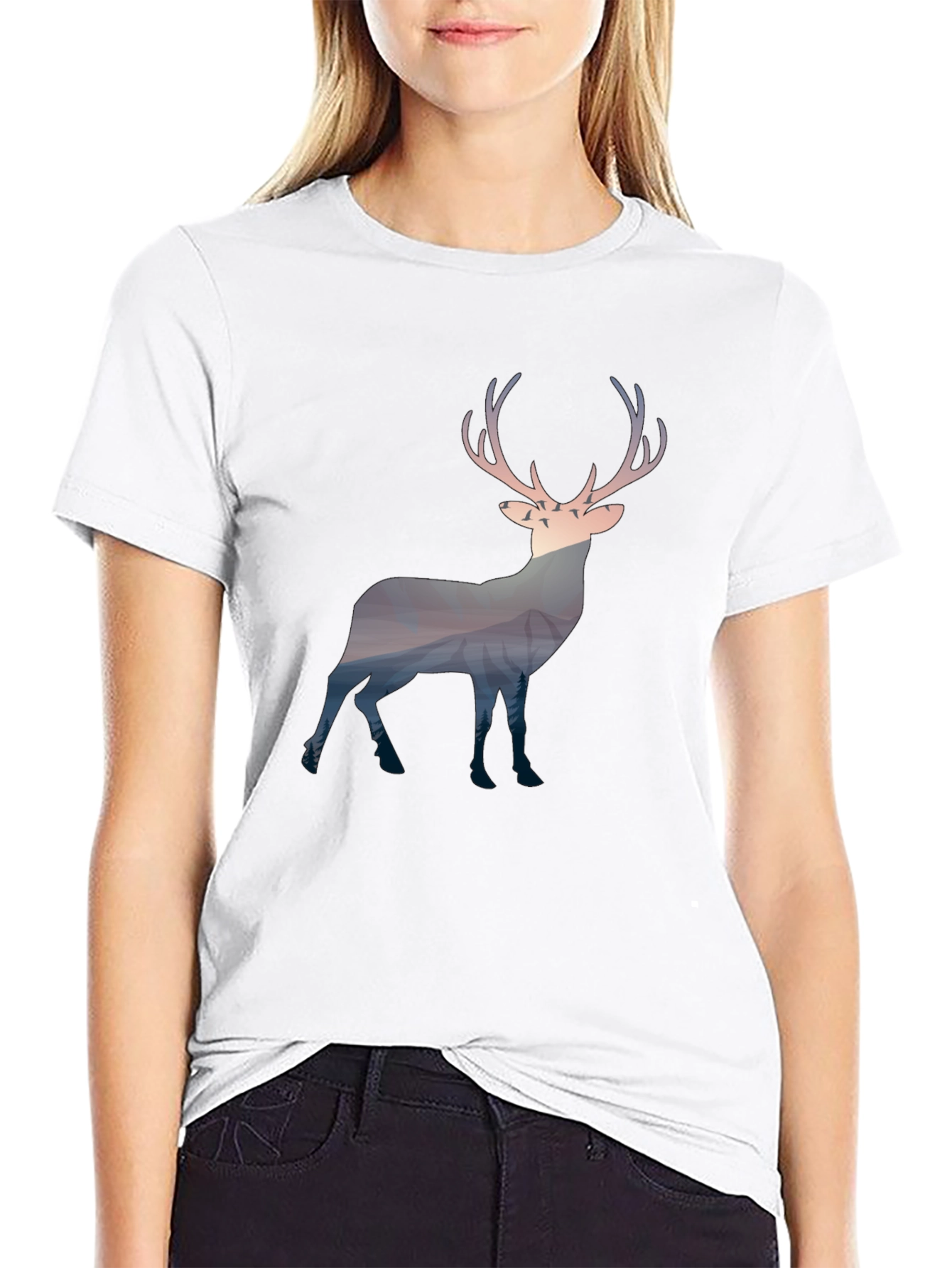 Nature Deer Graphic Tee - Mens Black T-Shirt