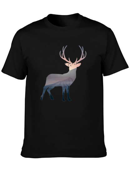Nature Deer Graphic Tee - Mens Black T-Shirt