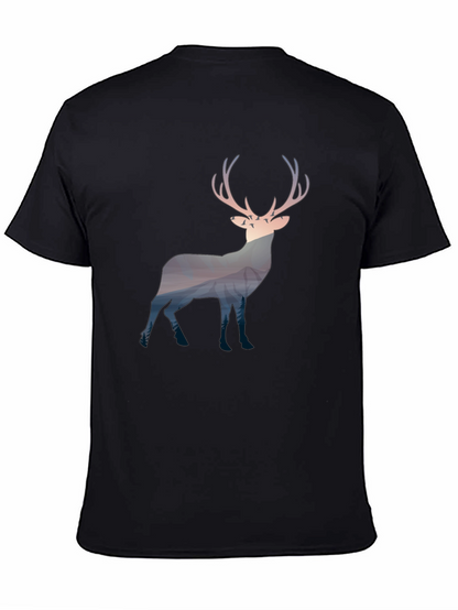 Nature Deer Graphic Tee - Mens Black T-Shirt