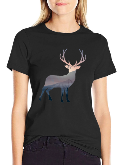Nature Deer Graphic Tee - Mens Black T-Shirt