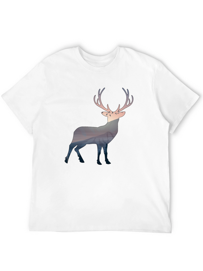 Nature Deer Graphic Tee - Mens Black T-Shirt