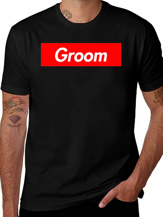 Groom Crew Tee - Bold Red Graphic