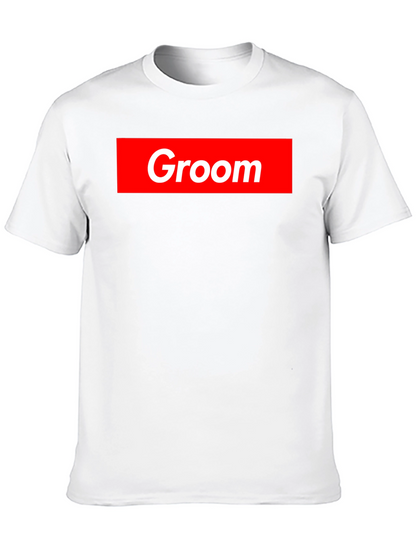 Groom Crew Tee - Bold Red Graphic