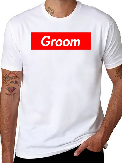 Groom Crew Tee - Bold Red Graphic