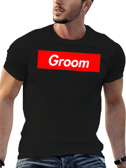 Groom Crew Tee - Bold Red Graphic