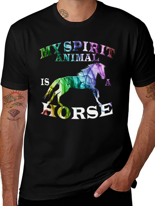 My Spirit Animal is a Horse Black Graphic Tee
