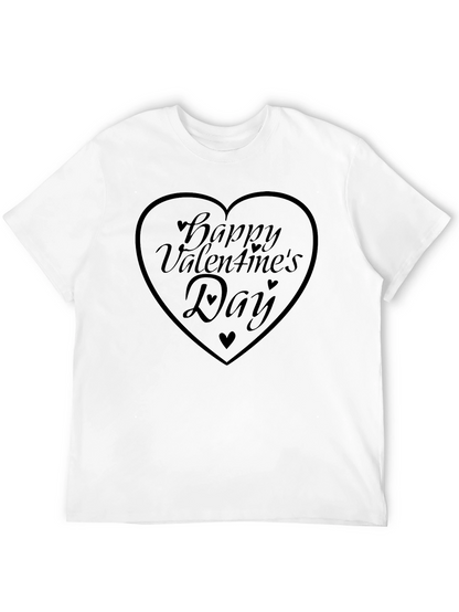 Happy Valentines Day Heart Graphic Tee - Black