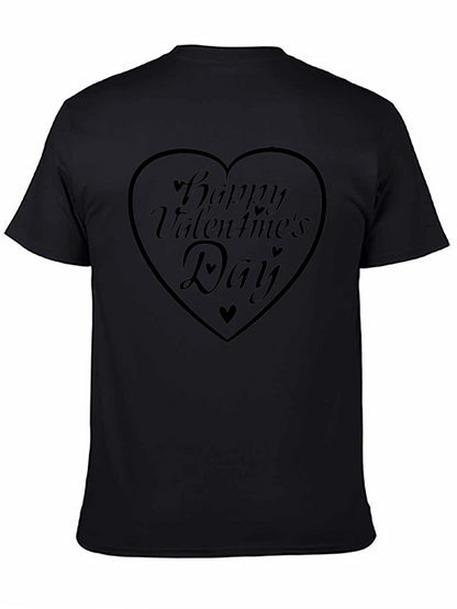 Happy Valentines Day Heart Graphic Tee - Black