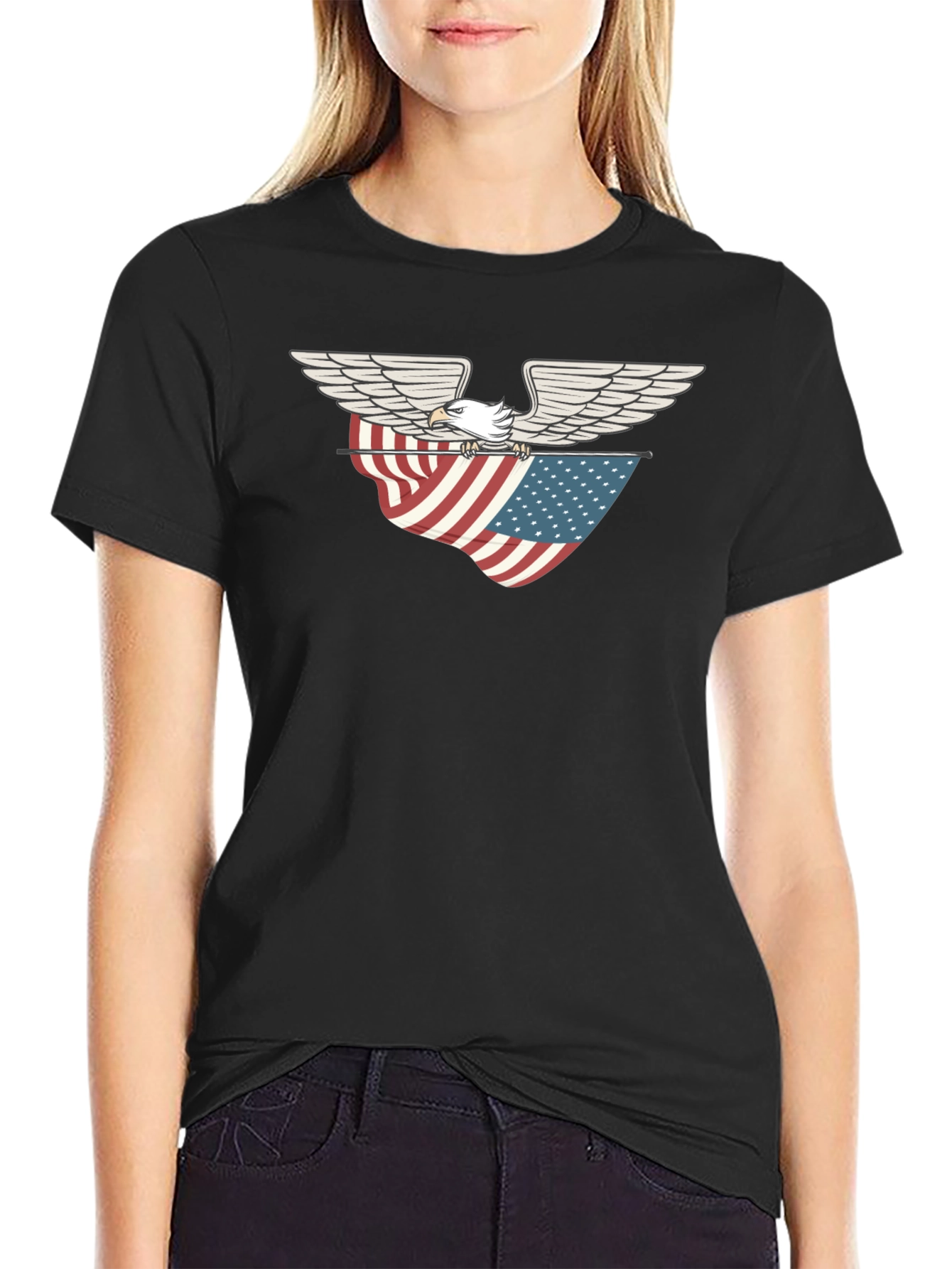Eagle & American Flag Graphic T-Shirt