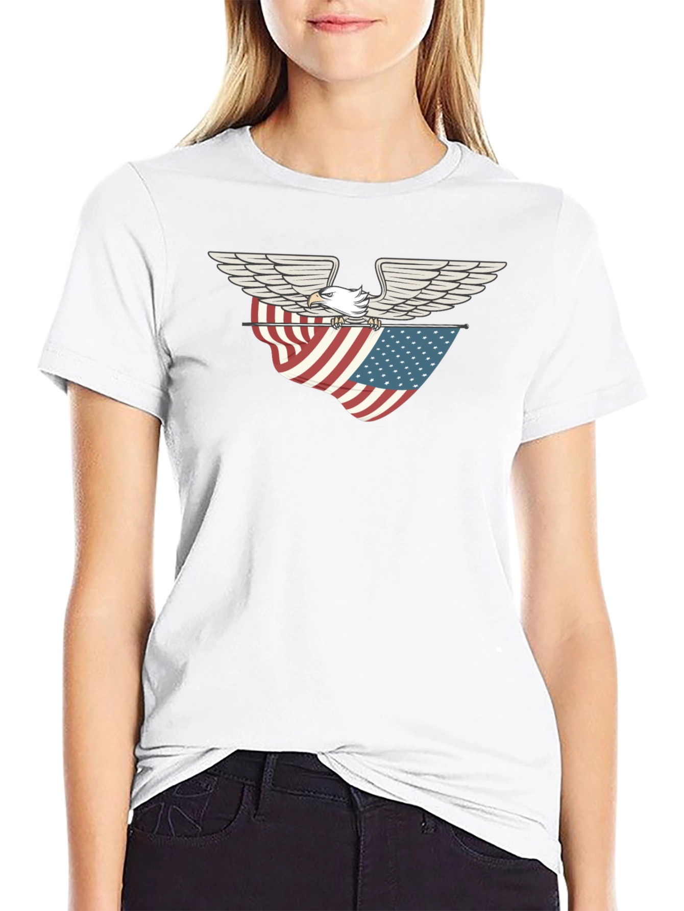 Eagle & American Flag Graphic T-Shirt