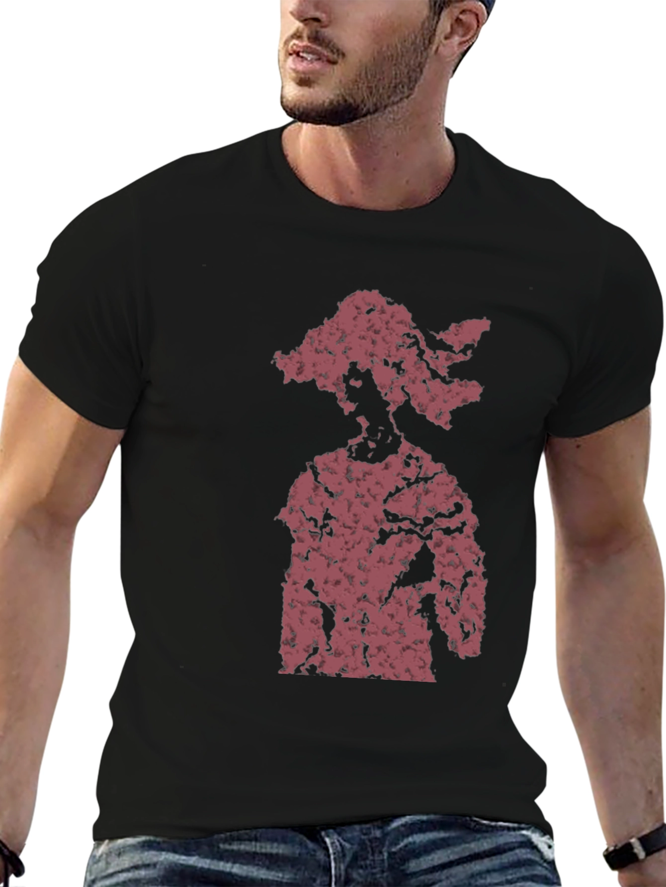Abstract Figure Graphic Tee - Black Cotton Blend