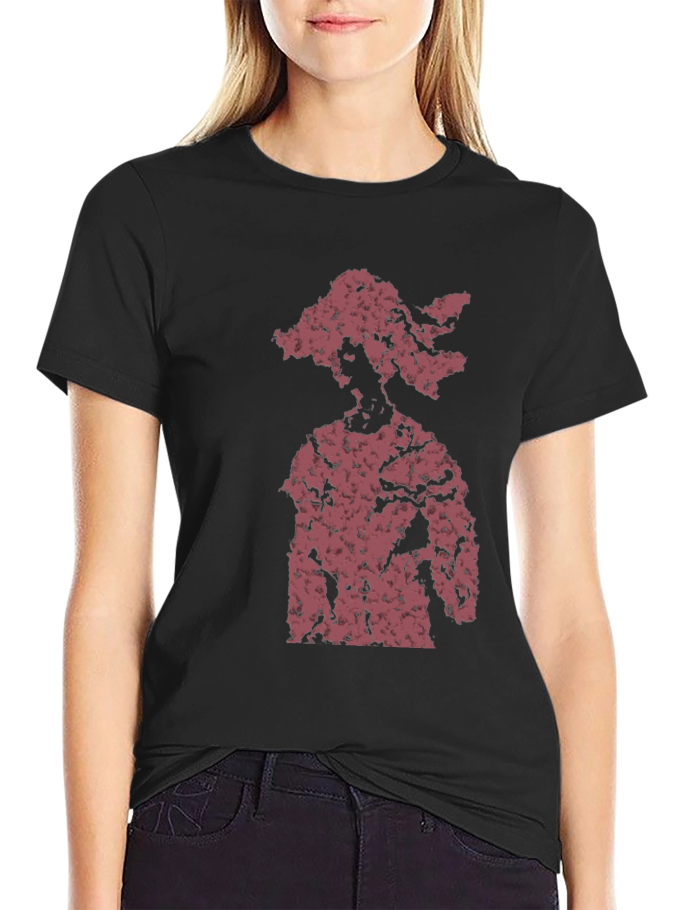 Abstract Figure Graphic Tee - Black Cotton Blend