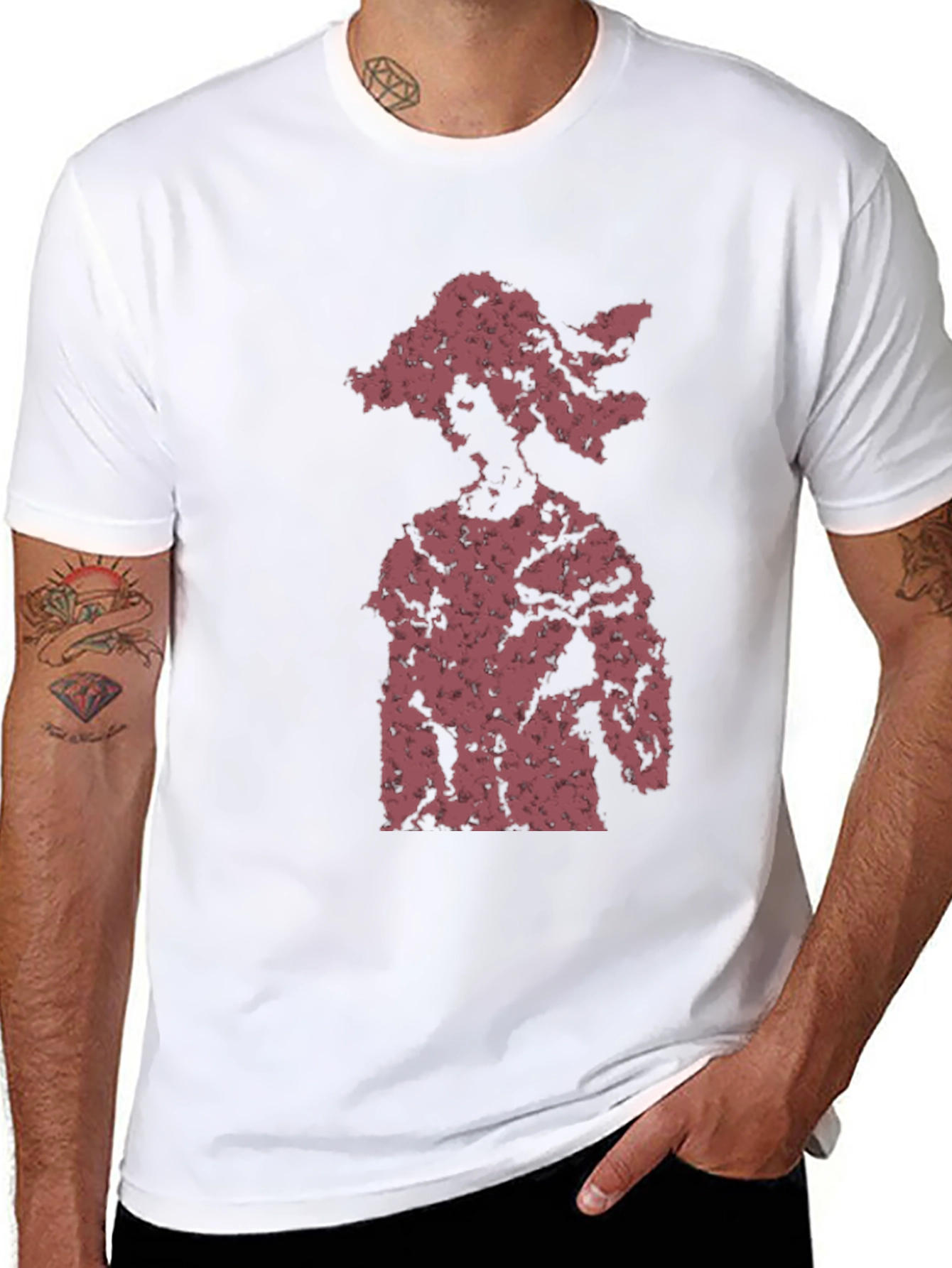 Abstract Figure Graphic Tee - Black Cotton Blend