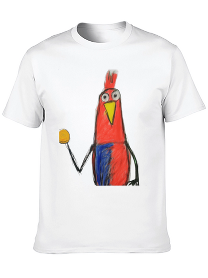 Cartoon Bird Graphic Tee - Funky Mens Black T-Shirt