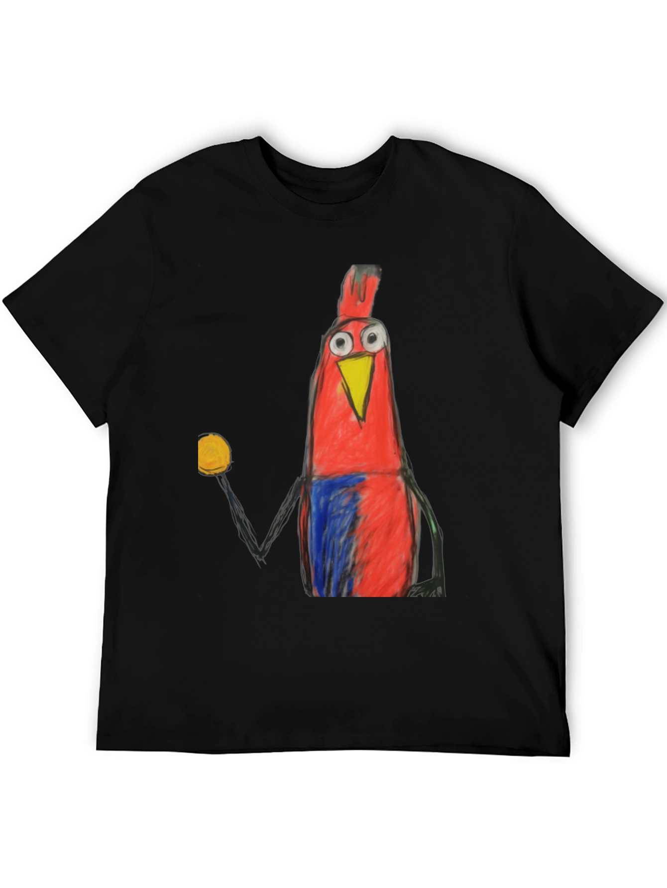 Cartoon Bird Graphic Tee - Funky Mens Black T-Shirt