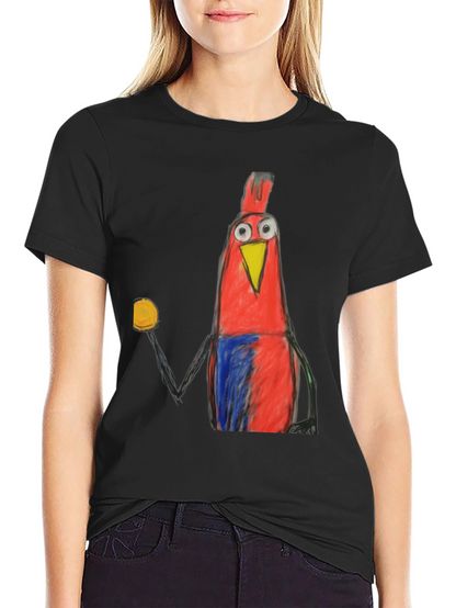 Cartoon Bird Graphic Tee - Funky Mens Black T-Shirt