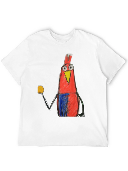 Cartoon Bird Graphic Tee - Funky Mens Black T-Shirt